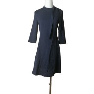 💠 M, vintage navy round neck with ties ling sleeve dress by puella